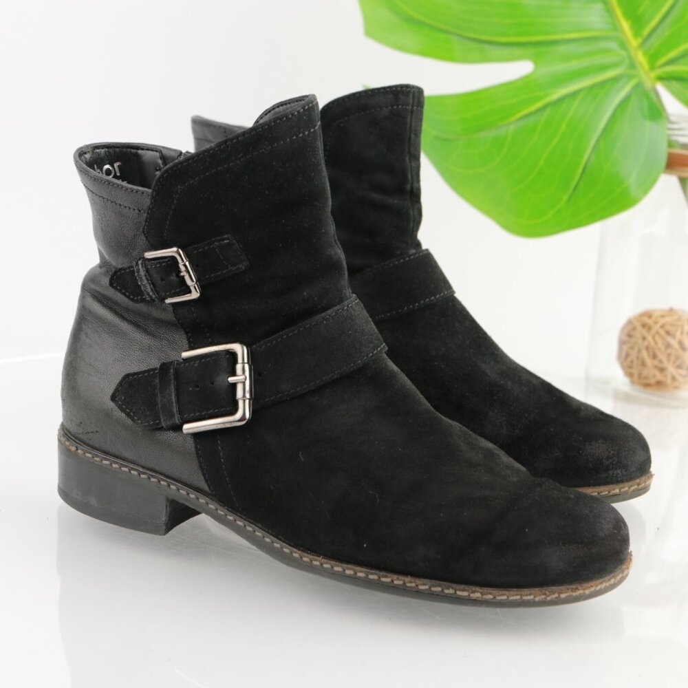 Gabor Womens Menorca Boot Size‎ 6.5 Black Leather Suede Moto Biker Bootie Comfy